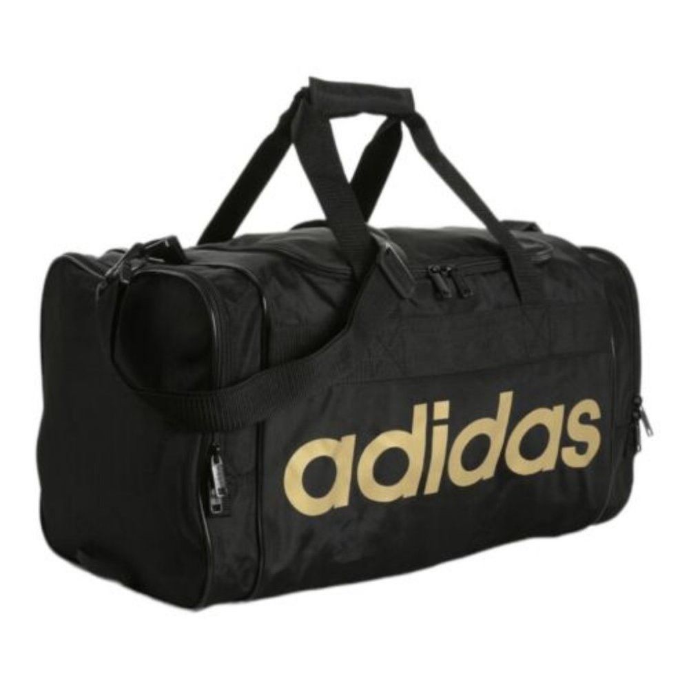 Adidas Duffle Bag Medium Santiago Gym Travel Carry on Trifold Black and Gold